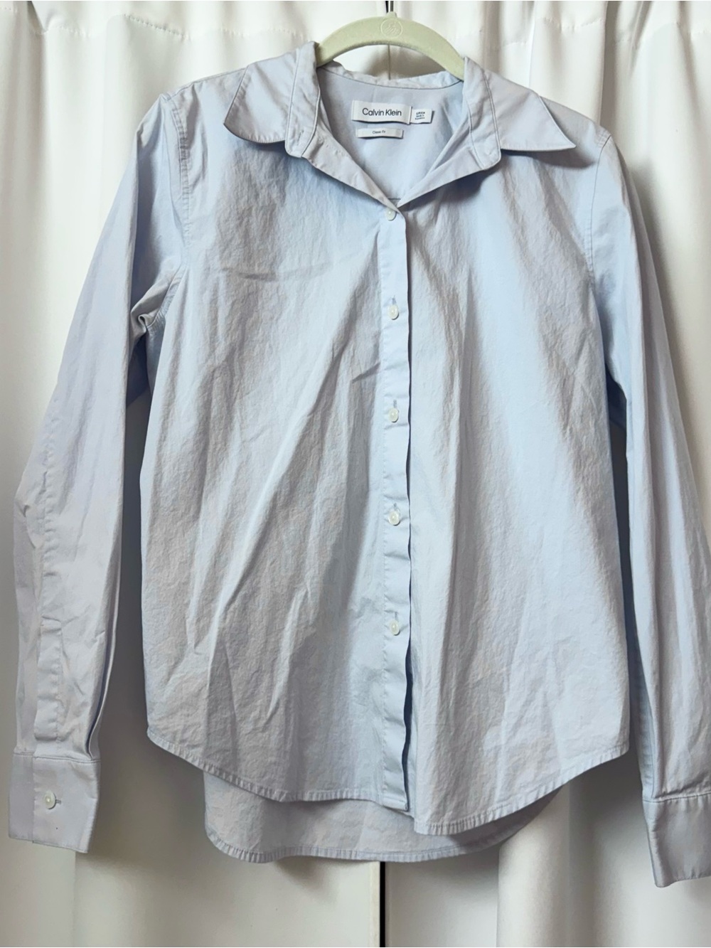 Calvin Klein Classic Fit Light Blue Cotton Button-Up Shirt Size Small